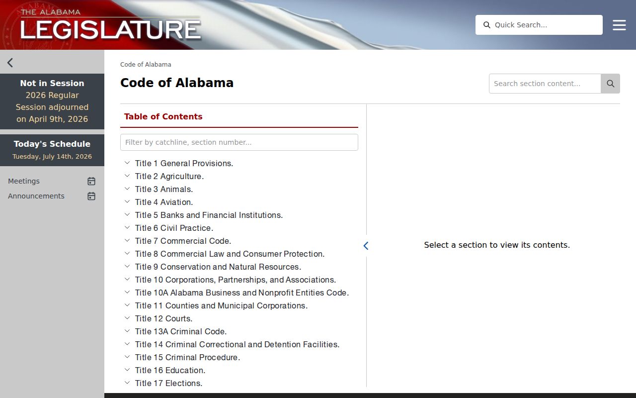 Hale County court records access through the Official Code of Alabama