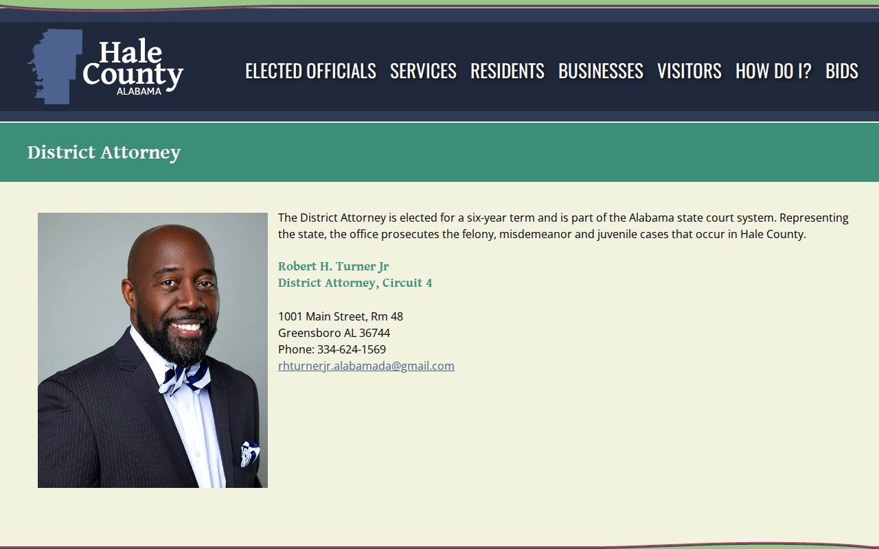 Hale County court records District Attorney page