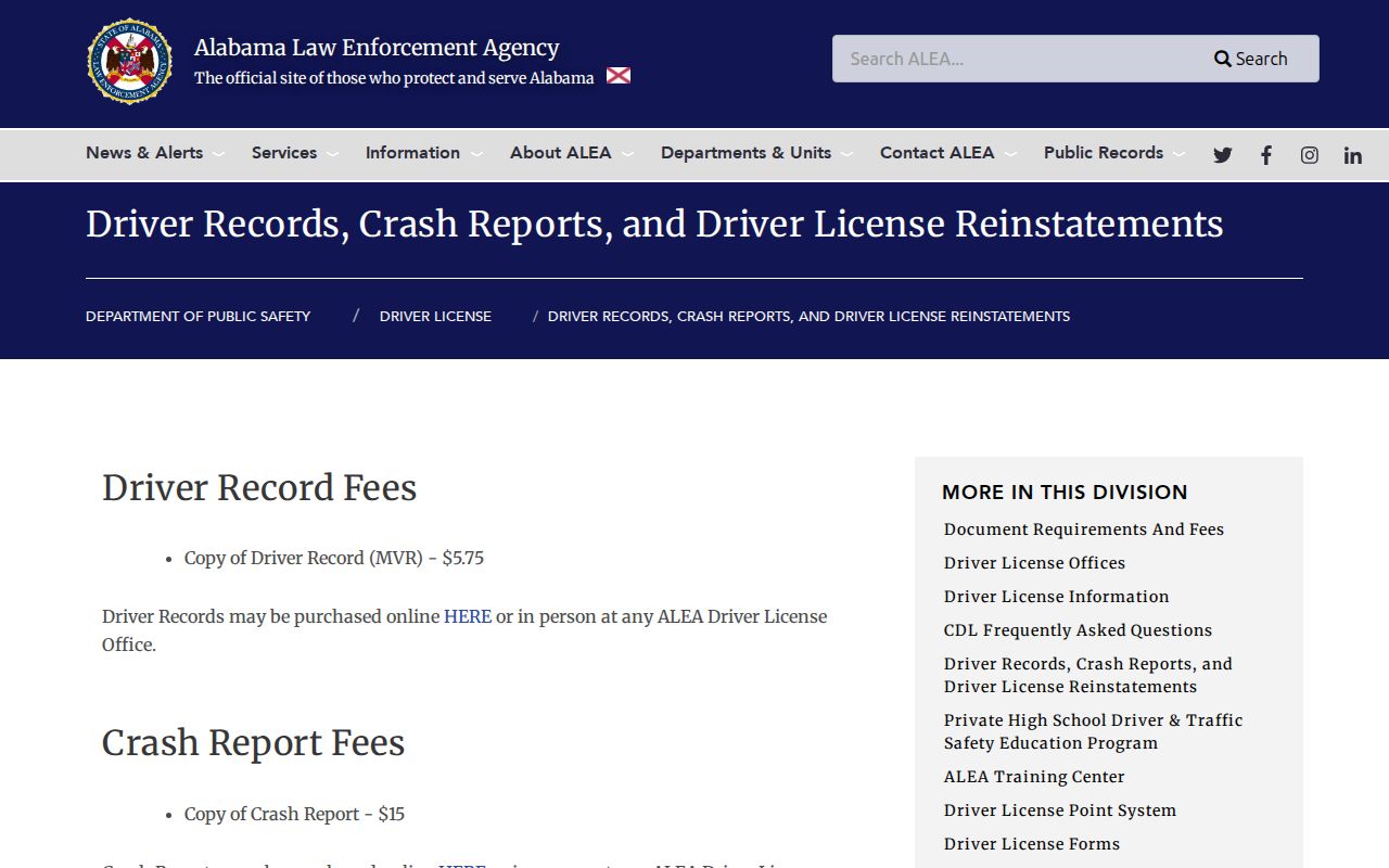 Hale County traffic court records ALEA driver record access